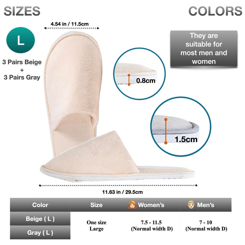OSTADARRA 6 Pairs Spa Slippers  Non Slip Disposable For Guest  Washable Reusable  Which Can Be Used As Women Men  House  Indoor  Bathroom  Bedroom  Hotel  Bride Slippers - Image 2